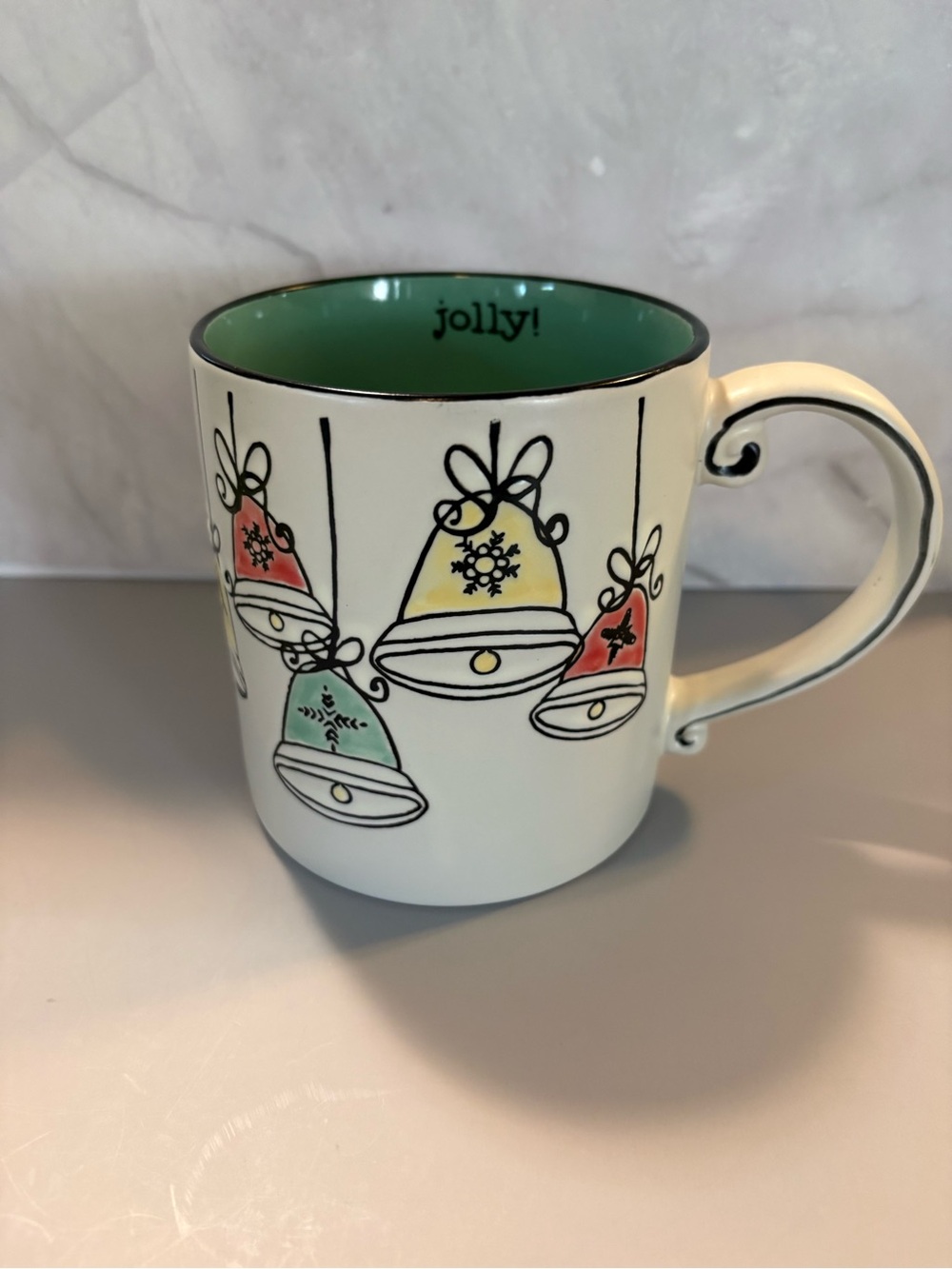 Jolly! Green Interior Bell Holiday Ceramic Mug